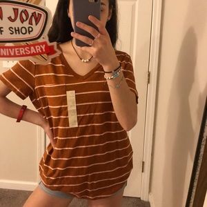 Burn orange striped T-shirt:)